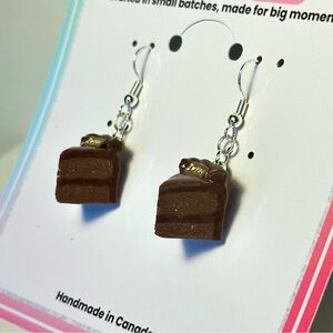 Brown Chocolate Cake Slices(Mini) - Handmade Earrings